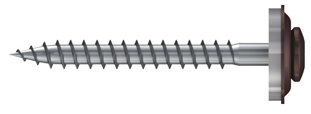 Bild von Spenglerschrauben Linsensenkkopf (4,5x25) TX20 (15 mm Dichtscheibe) Edelstahl A2, kopflackiert RAL 8019 Graubraun, VE 200 (VPE=200 Pkg. (200))