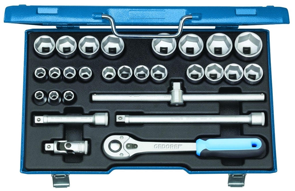 Bild von Gedore - Steckschlüssel-Satz 1/2'' 28-tlg 6-kant 10-36 mm - Ratschenkasten - Nusskasten (VPE=1 Stück)