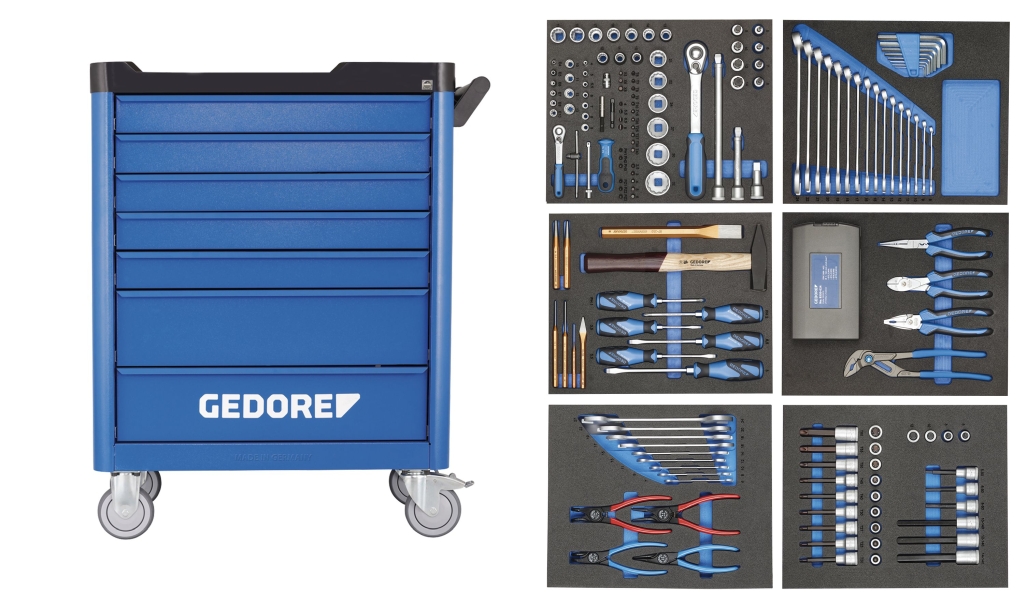 Bild von Gedore - Werkzeugwagen workster smartline mit 190-teiligen Werkzeugsortiment (VPE=1 Stück)