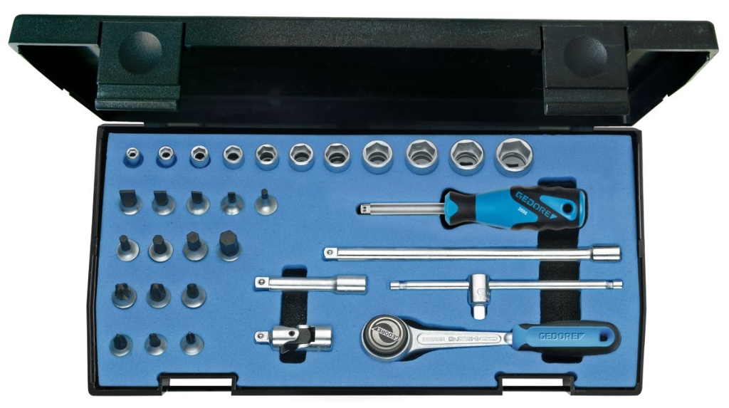 Bild von Gedore - Steckschlüssel-Satz 1/4'' 32-tlg 6-kant IN-IS-PH-PZ - Ratschenkasten - Nusskasten (VPE=1 Stück)