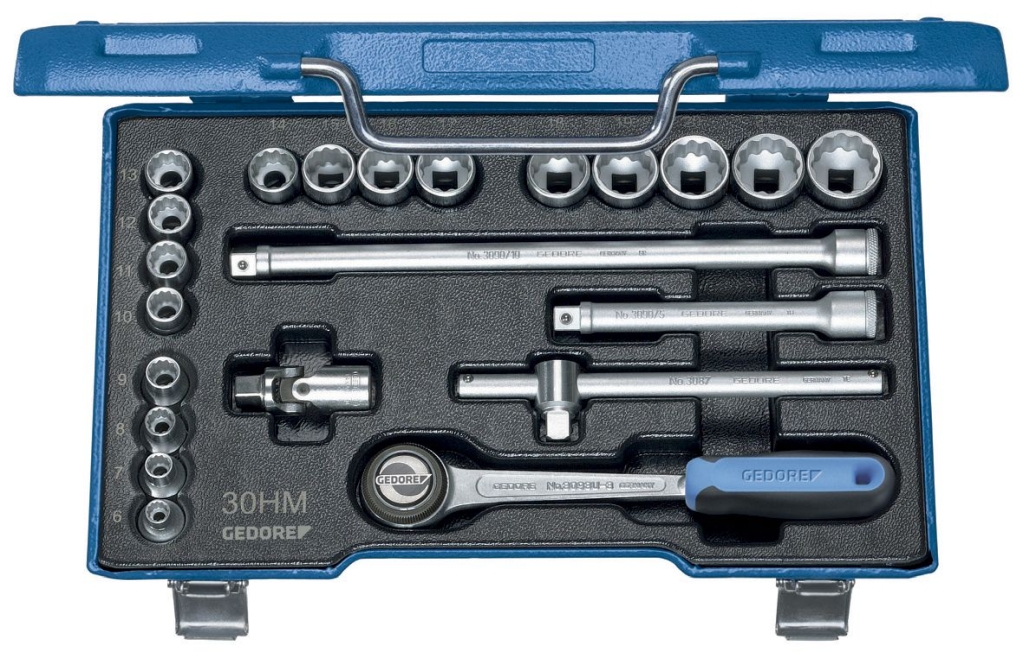 Bild von Gedore - Steckschlüssel-Satz 3/8'' 22-tlg UD-Profil 6-22 mm - Ratschenkasten - Nusskasten (VPE=1 Stück)